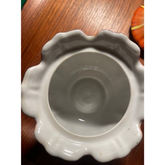 Seiei & Co. Japanese Lusterware Orange Tulip Sugar / Condiment Bowl - Picture 3 of 4